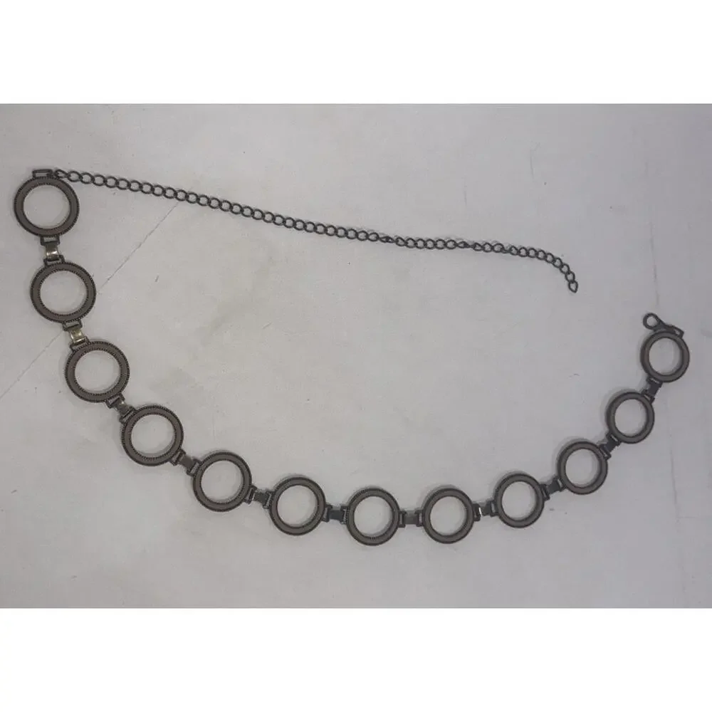 Vintage‎ Womens Belt Silver Metal Chain Circles 90s Y2K Flirty Retro Grunge Sexy